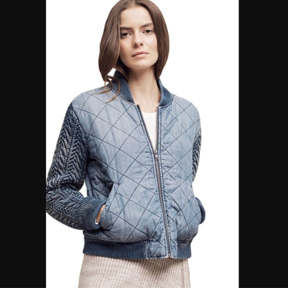 Cloth & Stone Quilted Denim Jean Chambray Bomber - Picture 2 of 8